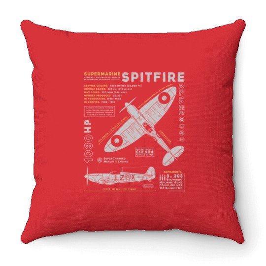 Supermarine Spitfire Throw Pillows