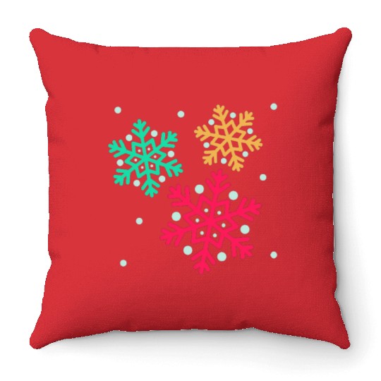 Snowflake, Winter sports Throw Pillows