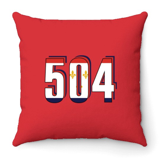 504 Area Code New Orleans Louisiana Map Number Throw Pillows