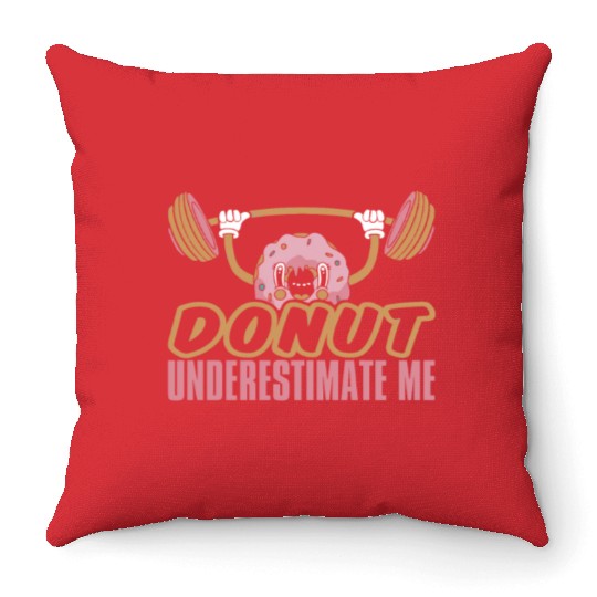Fitness Donut Funny Donut Gym Throw Pillows