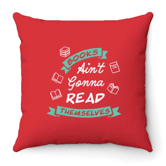 Funny Reading Teacher Bookworm Throw Pillows