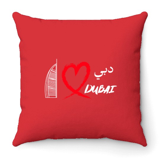 i love dubai Throw Pillows