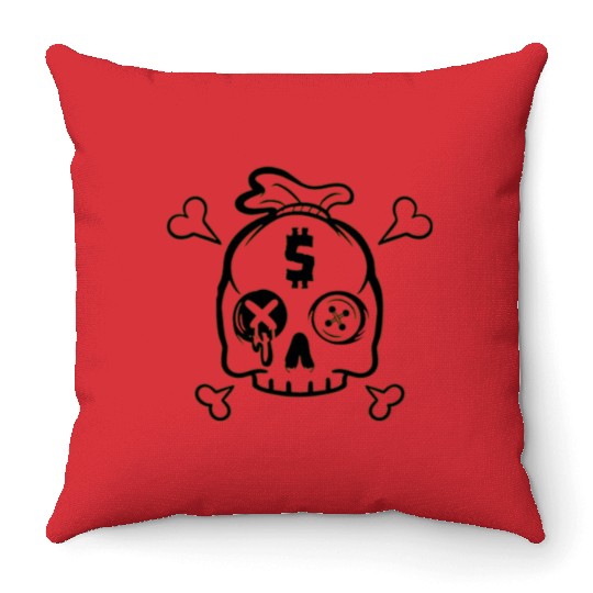 Safety Money Bag Skull Throw Pillows