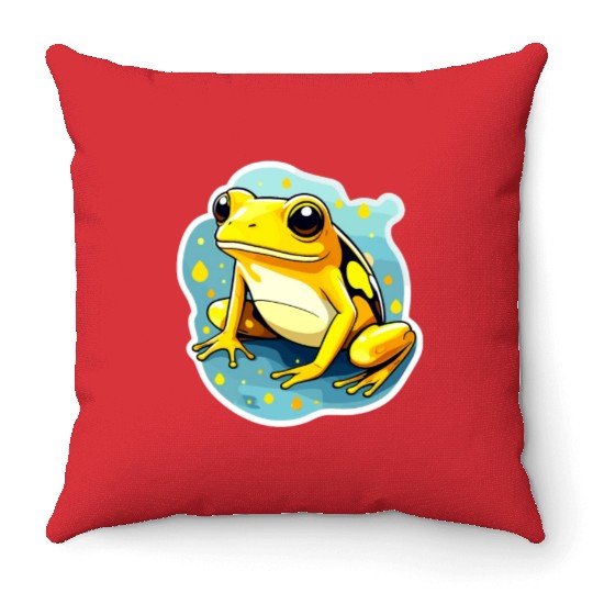 Golden Poison Frog Illustration Throw Pillows