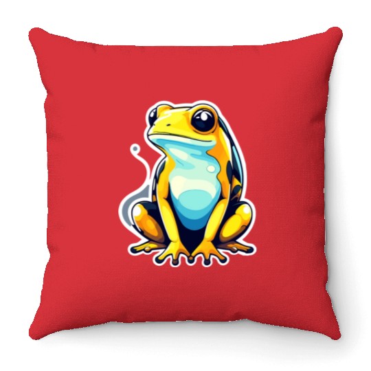 Golden Poison Frog Illustration Throw Pillows