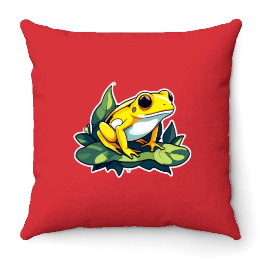 Golden Poison Frog Illustration Throw Pillows