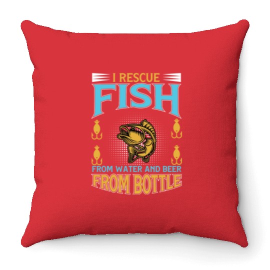 I Rescue Fish From Water And Beer From Bottle Throw Pillows