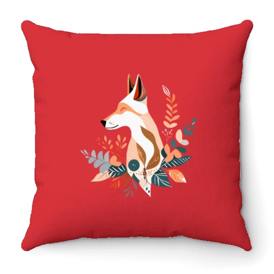 Boho Wolf Design Throw Pillows