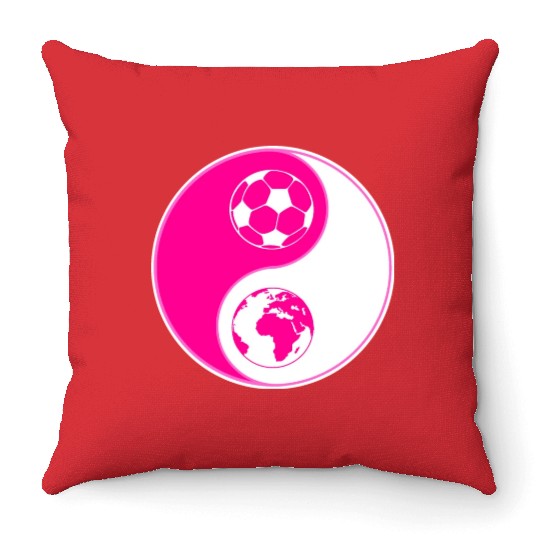 soulofsoccer joyful balance Throw Pillows