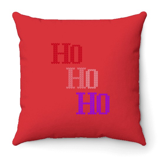 HO HO HO MERRY CHRISTMAS KNITTED STYLE Throw Pillows