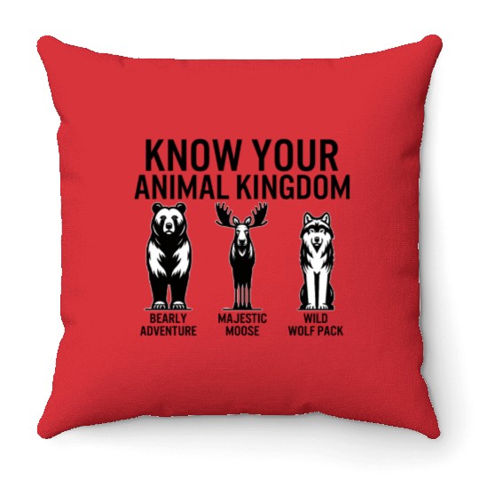 Jungle Throw Pillows, Know Your Animal Kingdom Bear Moose
