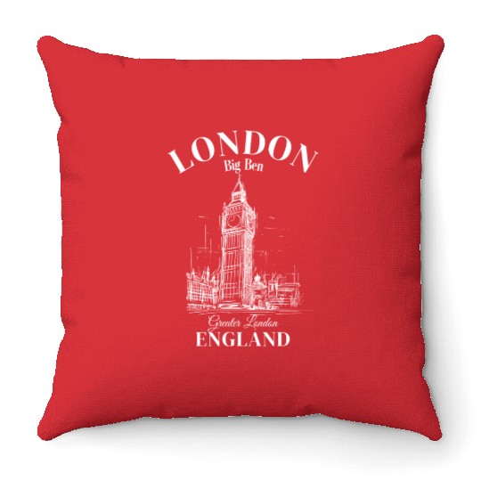 London Big Ben England Throw Pillows