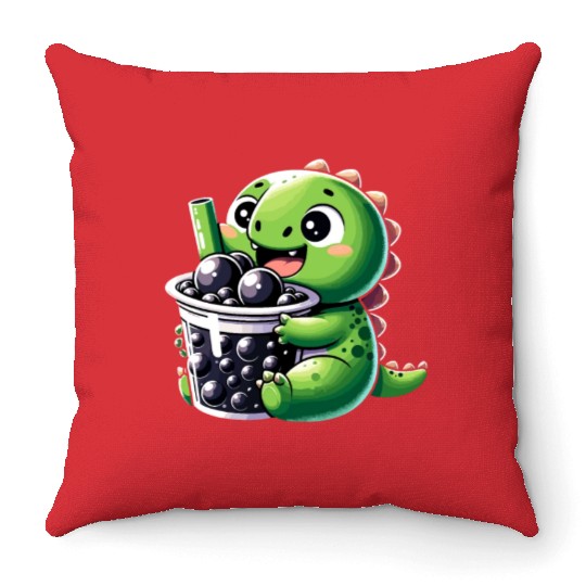 Boba Tea Dragon Kawaii Throw Pillows