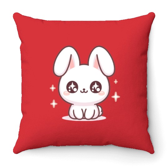 Rabbit Bubble Tea Kawaii Throw Pillows