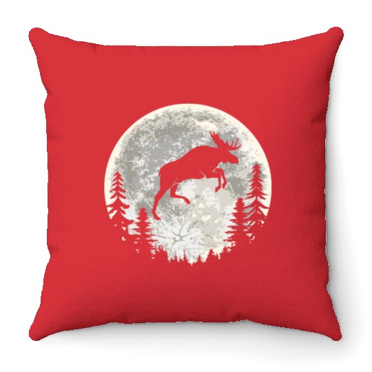 Moose Elk Moon Throw Pillows