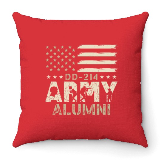 DD-214 Army Alumni Military US Flag Veteran USA Throw Pillows