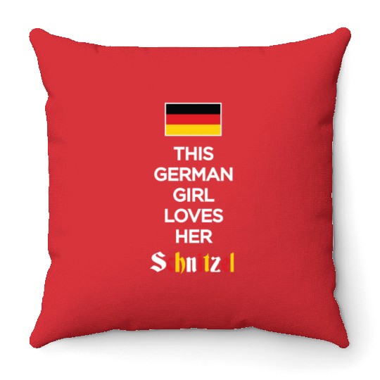 this german girl loves her schnitzel Throw Pillows