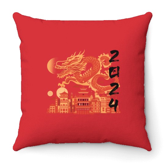 Year Of The Dragon Throw Pillows | chinese lanterns