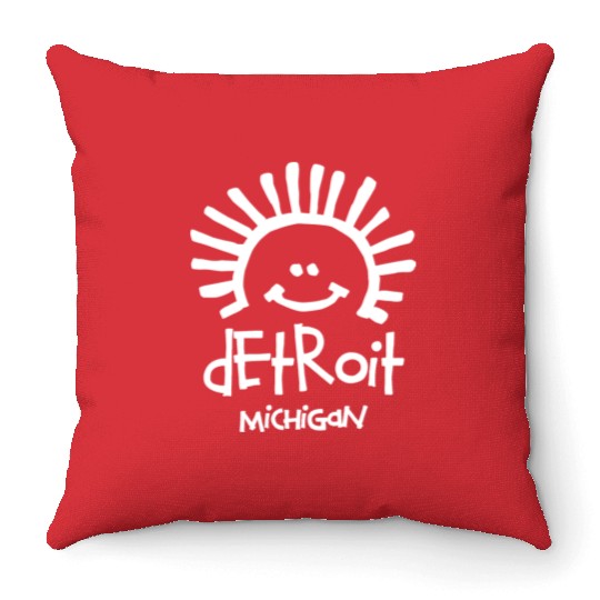Detroit Michigan Sun Smiley Face Souvenirs Gifts Throw Pillows