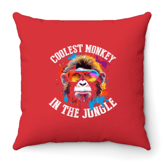 Coolest Monkey In The Jungle Throw Pillows