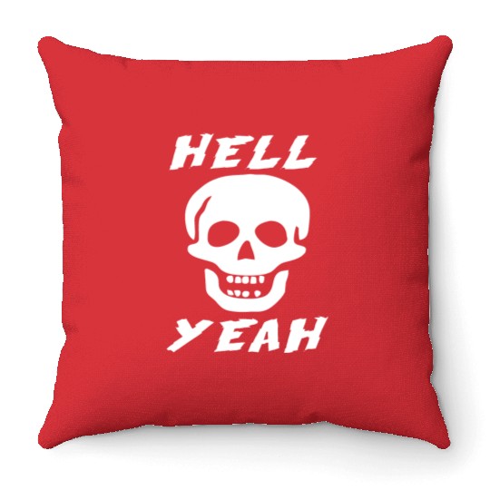 Stone Cold skull hell yeah Throw Pillows