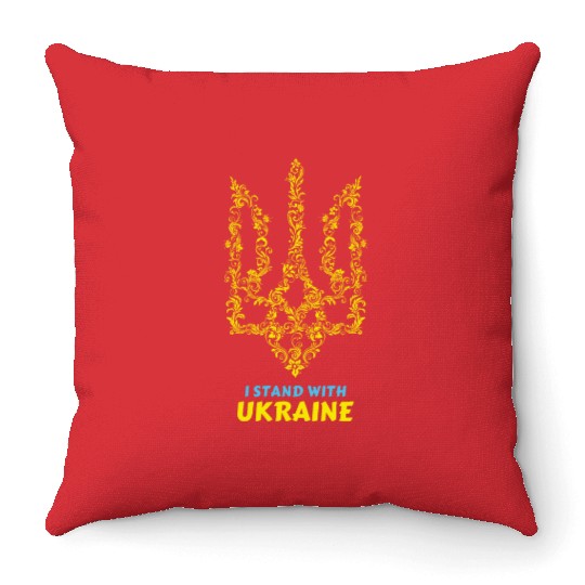 UKRAINE, I STAND WITH UKRAINE Throw Pillows