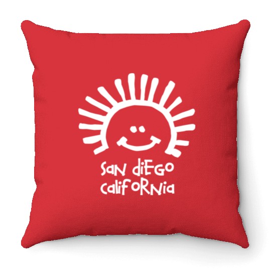 San Diego California Sun Smiley Face Souvenirs Throw Pillows