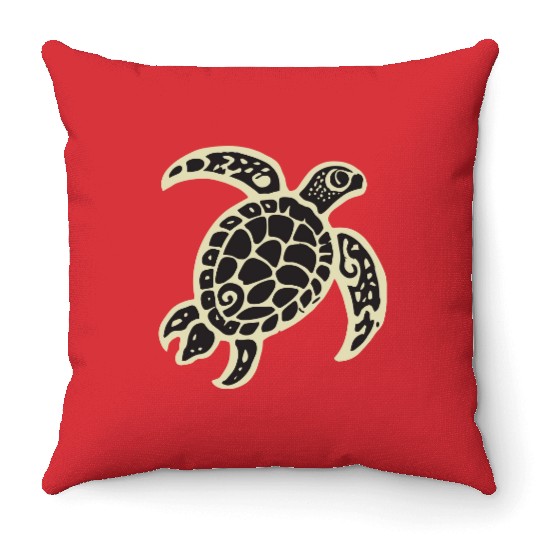 Sea Turtle Design 2 Color Vector Throw Pillows