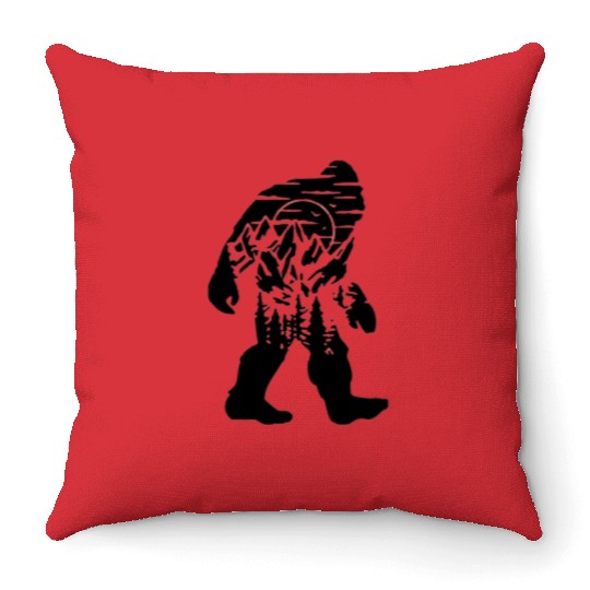 Mountain Wolf Howling Silhouette Throw Pillows