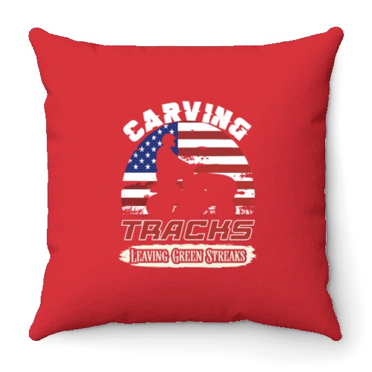 Lawn Mower Racing Gardener Racing Lawnmower Throw Pillows