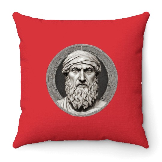 Pythagoras Greek Mathematician Artwork Throw Pillows
