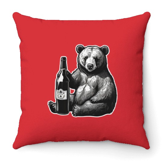 grizzly bear Throw Pillows