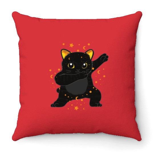 kawaii cat anime japanese retro Throw Pillows
