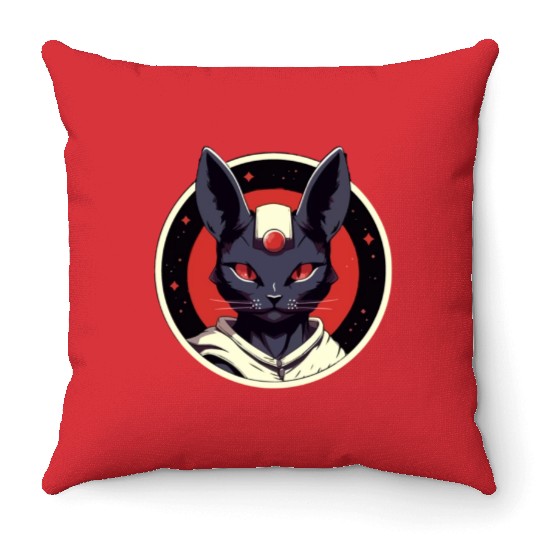 kawaii cat anime japanese retro men women Throw Pillows
