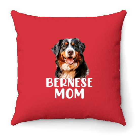 bernese mountain dog Throw Pillows