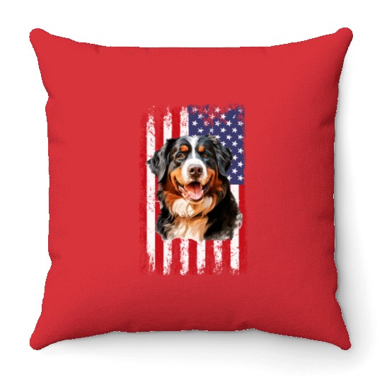 bernese mountain dog Throw Pillows