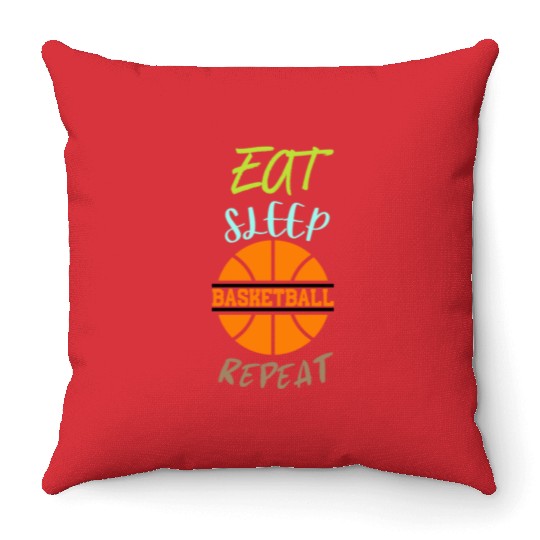 Eat Sleep Repeat Basketball Coach Player Throw Pillows