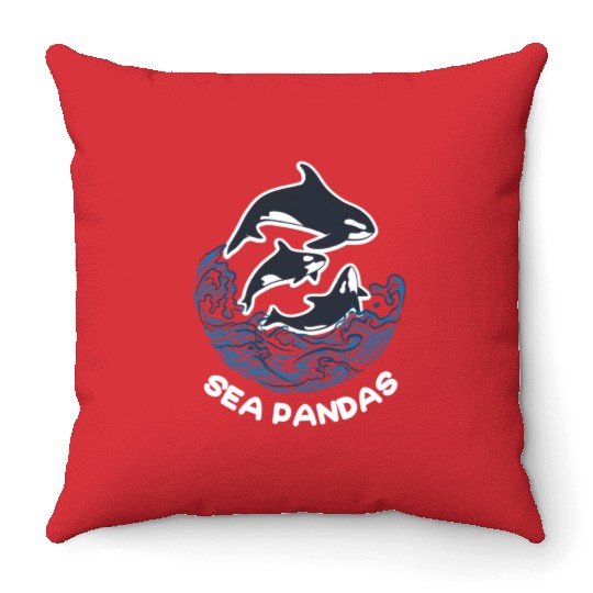 Sea Panda Orca Wild Panda Bamboo Throw Pillows
