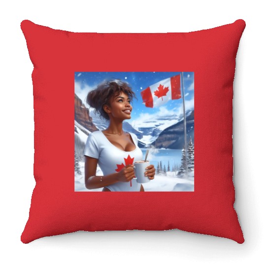 Canadian Winter Snow in Banff Canada Throw Pillows