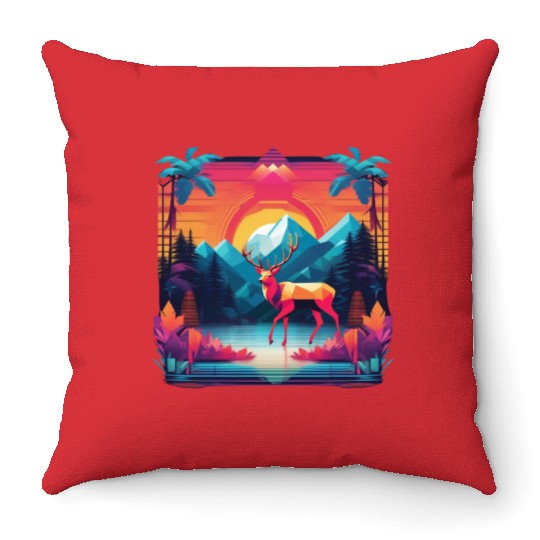 Palm Pixels Paradise Throw Pillows
