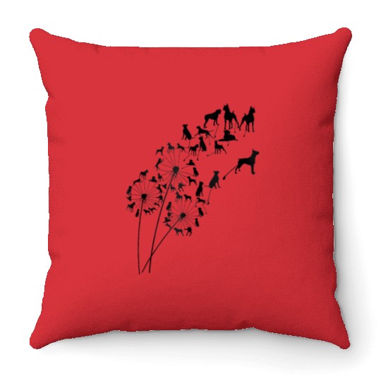 Great Dandelion Flowers for Dog Lovers Throw Pillows