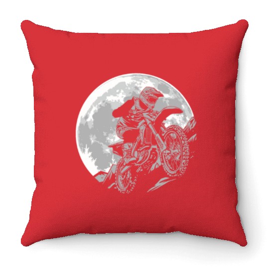 Dirt Bike Mx Motocross Supermoto Moon Throw Pillows