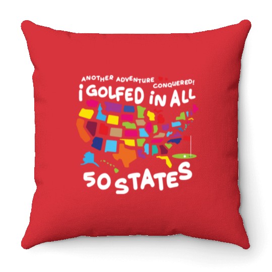 I Golfed in all 50 States USA Map Golf Bucket List Throw Pillows