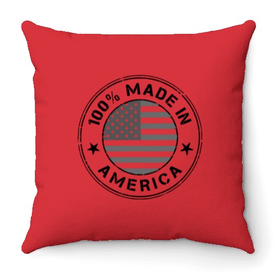 USA Made in America flag Throw Pillows