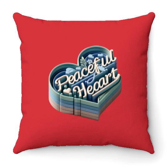 3D Peaceful Heart Typography Design Throw Pillows