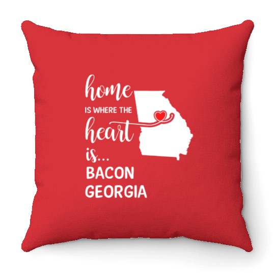 Bacon County Georgia Is Where My Heart Is Cool Throw Pillows