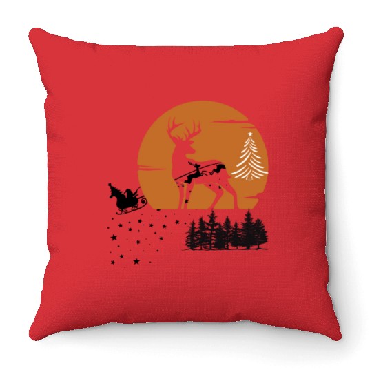 The Reindeer Merry Christmas DESIGN Throw Pillows