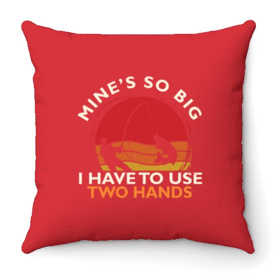 Funny Fishing Mine's Big Use Two Hands Bass Fish Throw Pillows