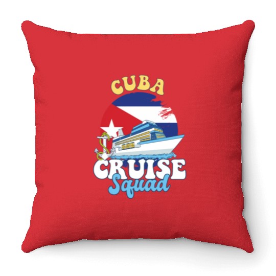 Cuba Cruise Squad Family Vacation Trip Throw Pillows