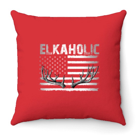Elk Hunting Elkaholic Hunters Throw Pillows